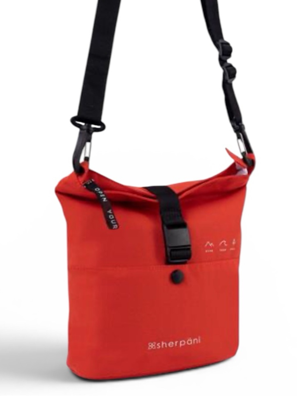 Sherpani Eiko Convertible Backpack/Crossbody Bag Red Open Your Eyes